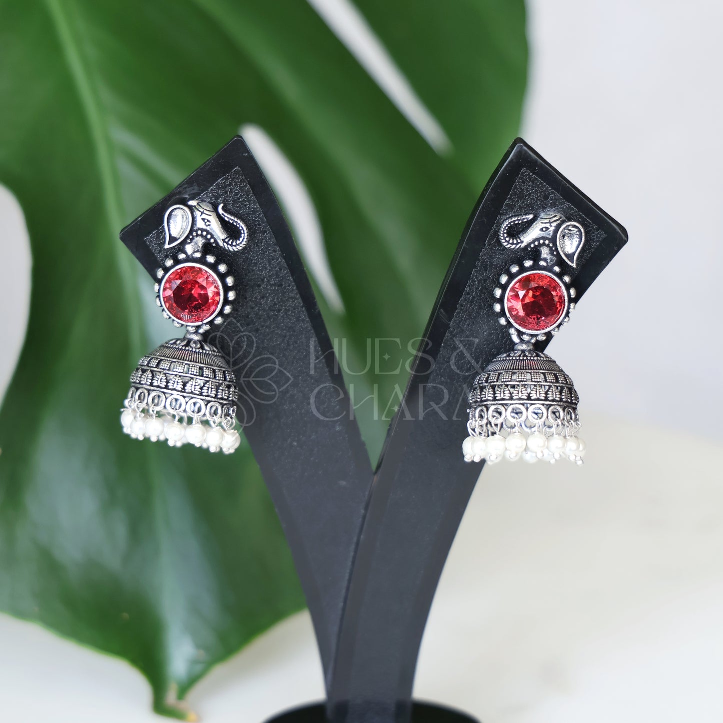 OXIDISED ELEPHANT JHUMKAS( COLOURS AVAILABLE )