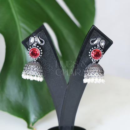 OXIDISED ELEPHANT JHUMKAS( COLOURS AVAILABLE )