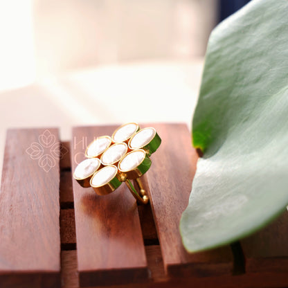 GOLDEN 7 PEARL CELESTE ADJUSTABLE RING