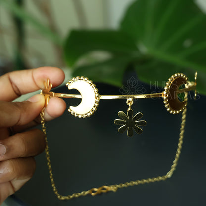 GOLDEN CRESCENT BLOOM CHOKER NECK CUFF