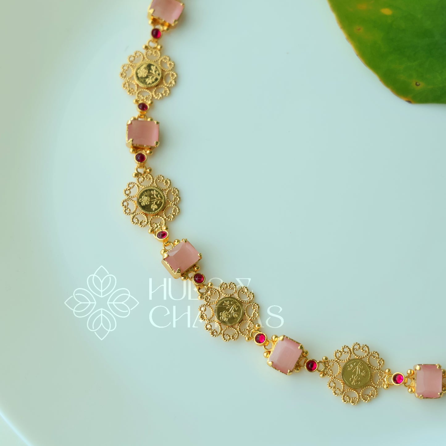 TRADITIONAL PADMIKA VYRA COIN NECKLACE | PREMIUM GOLD PLATED ( Colours available )