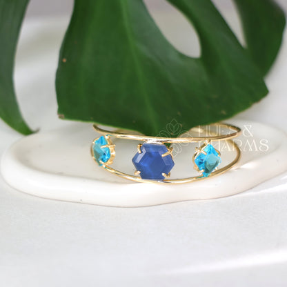 GOLDEN 2 LAYER AZURA GLOSSY ADJUSTABLE BANGLE (COLOURS AVAILABLE)