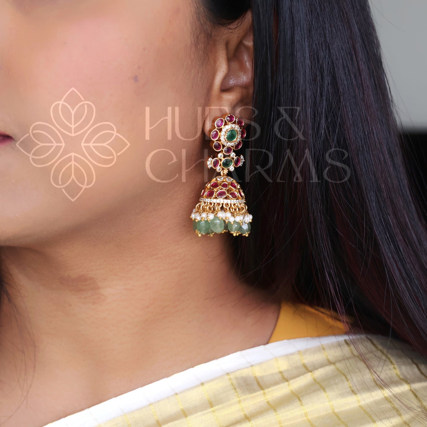 GOLDEN RATNA PUSHPA JHUMKA | PREMIUM JEWELLERY