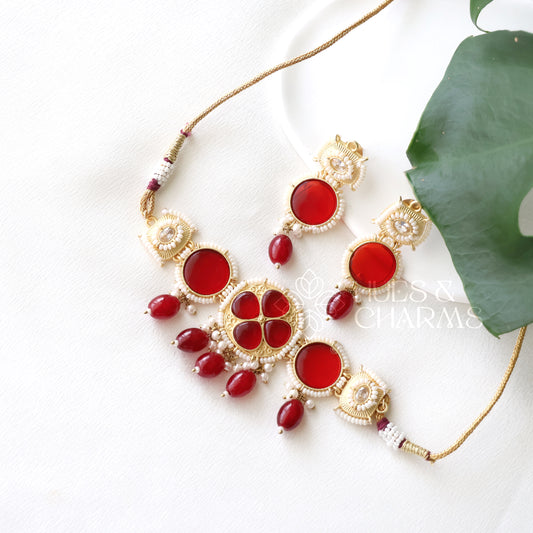 GOLDEN AAROHI STATEMENT CHOKER SET (COLOURS AVAILABLE)