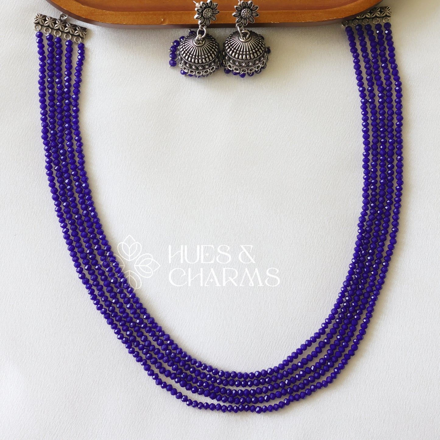 OXIDIZED LAYER NECKLACE SET - BLUE