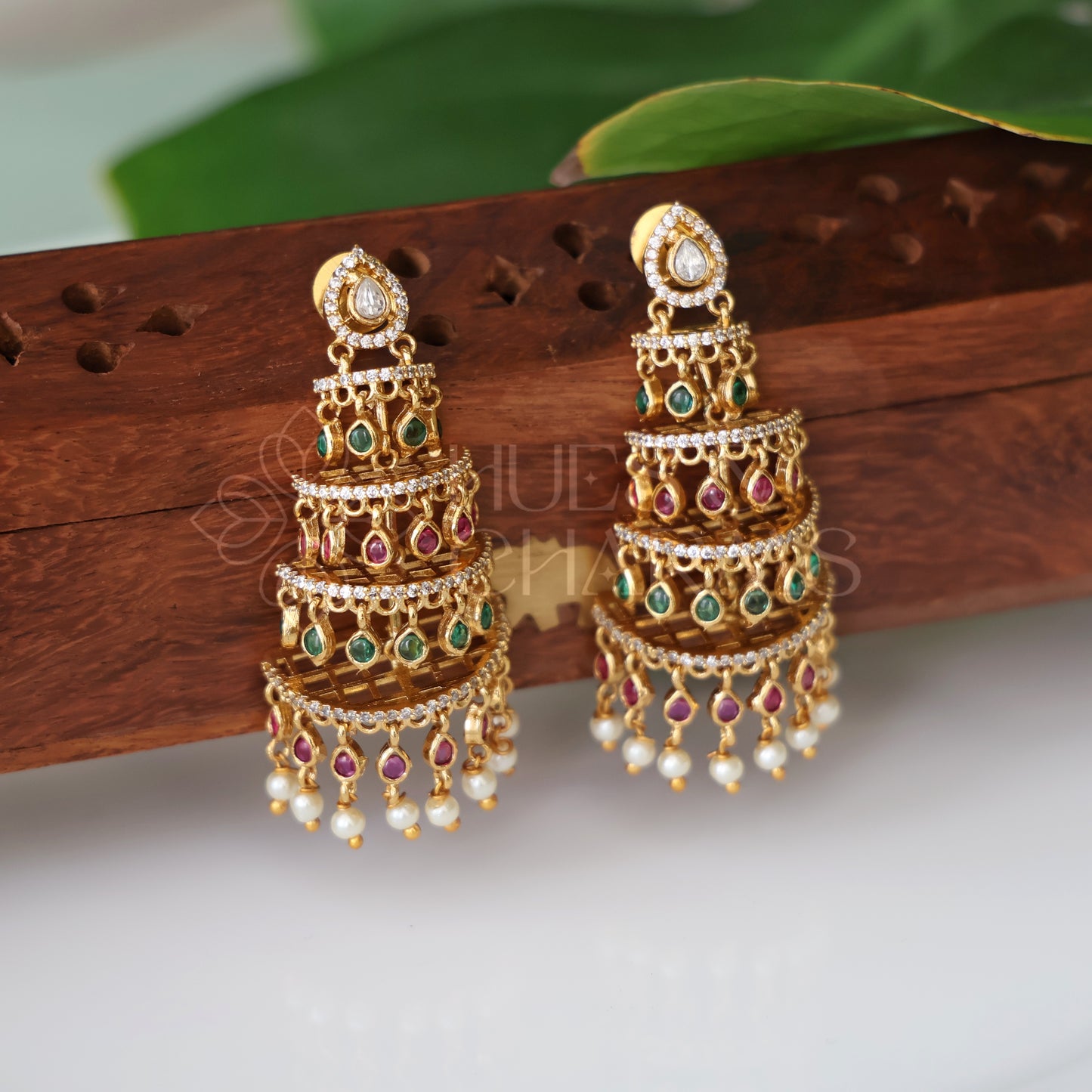 GOLDEN AD STEP JHUMKA| PREMIUM JEWELLERY