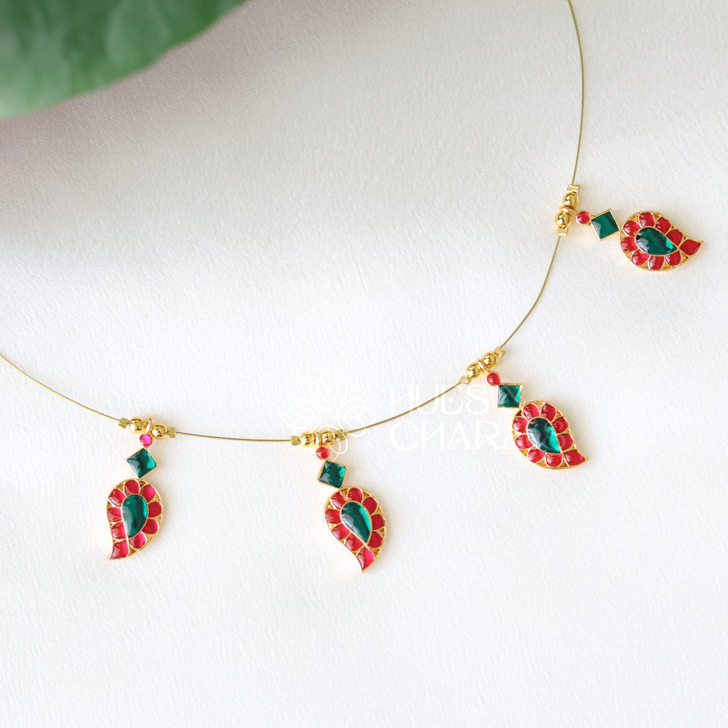 MANGO CHARMS FLOATING NECKPIECE - PINK & GREEN