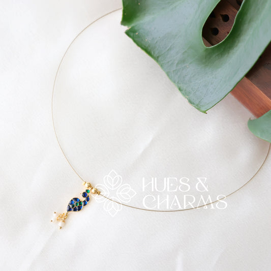 GOLDEN PEACOCK CHARM FLOATING NECKPIECE (COLOURS AVAILABLE)