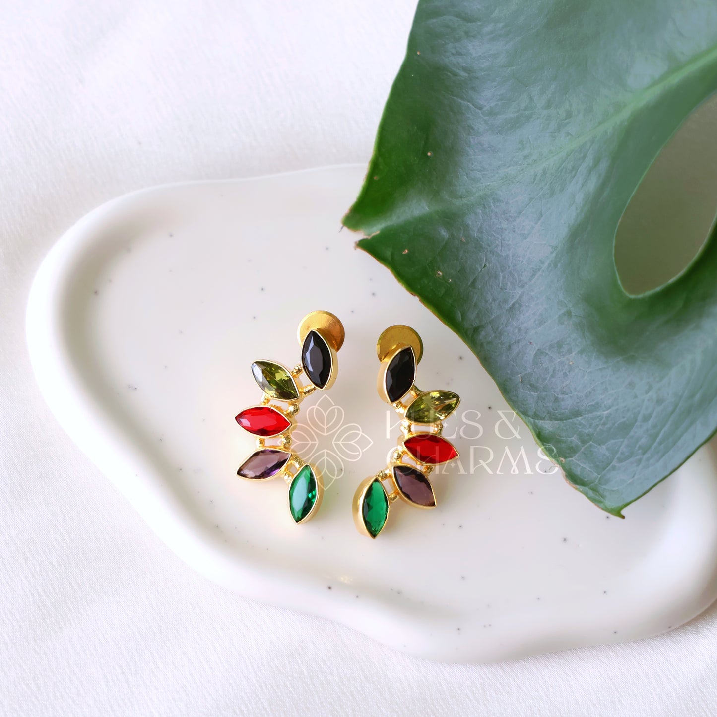 GOLDEN PETAL ARC EARRINGS (COLOURS AVAILABLE)