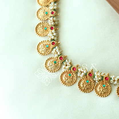 GOLDEN SWARNA RATNA PEARL NECKLACE SET