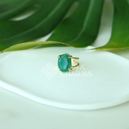 GLOSSY MIXED-CUT  ADJUSTABLE RING (Multiple shapes & colours available)