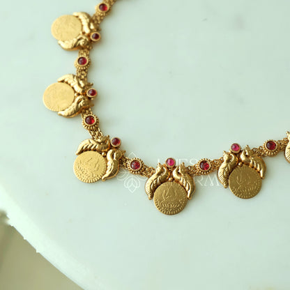 GOLDEN  SWARNA LAKSHMI MAYURA HAARAM SET