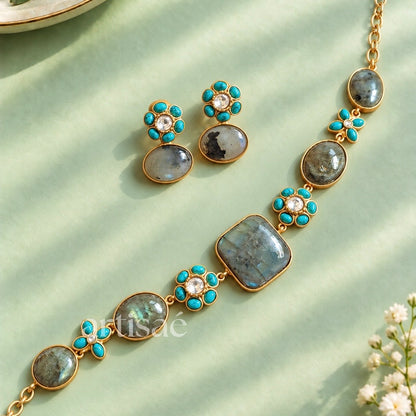 FIORELLE NATURAL STONE CHOKER SET - LABRADORITE