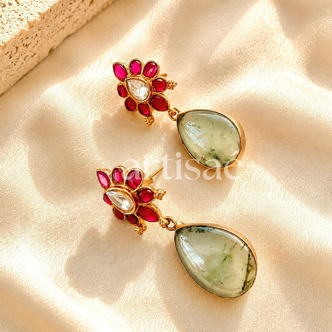 SERÉNA NATURAL STONE MID LENGTH NECKLACE SET - CABOCHON
