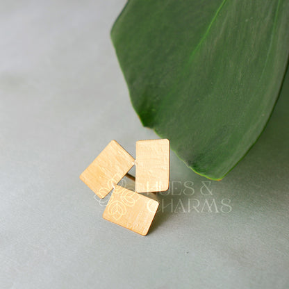 GOLDEN STACKED RECTANGLE ADJUSTABLE RING