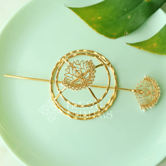 GOLDEN LOTUS HAIR BUN CAGE