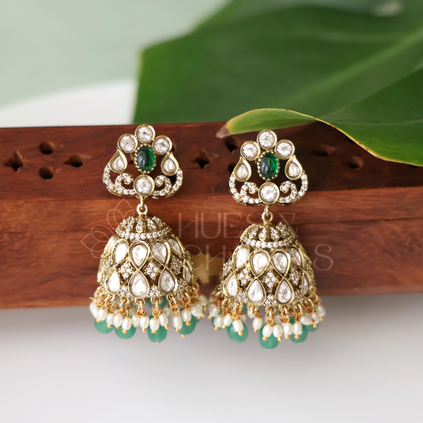 VYRA VICTORIAN EMERALD JHUMKA| PREMIUM JEWELLERY