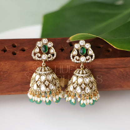 VYRA VICTORIAN EMERALD JHUMKA| PREMIUM JEWELLERY