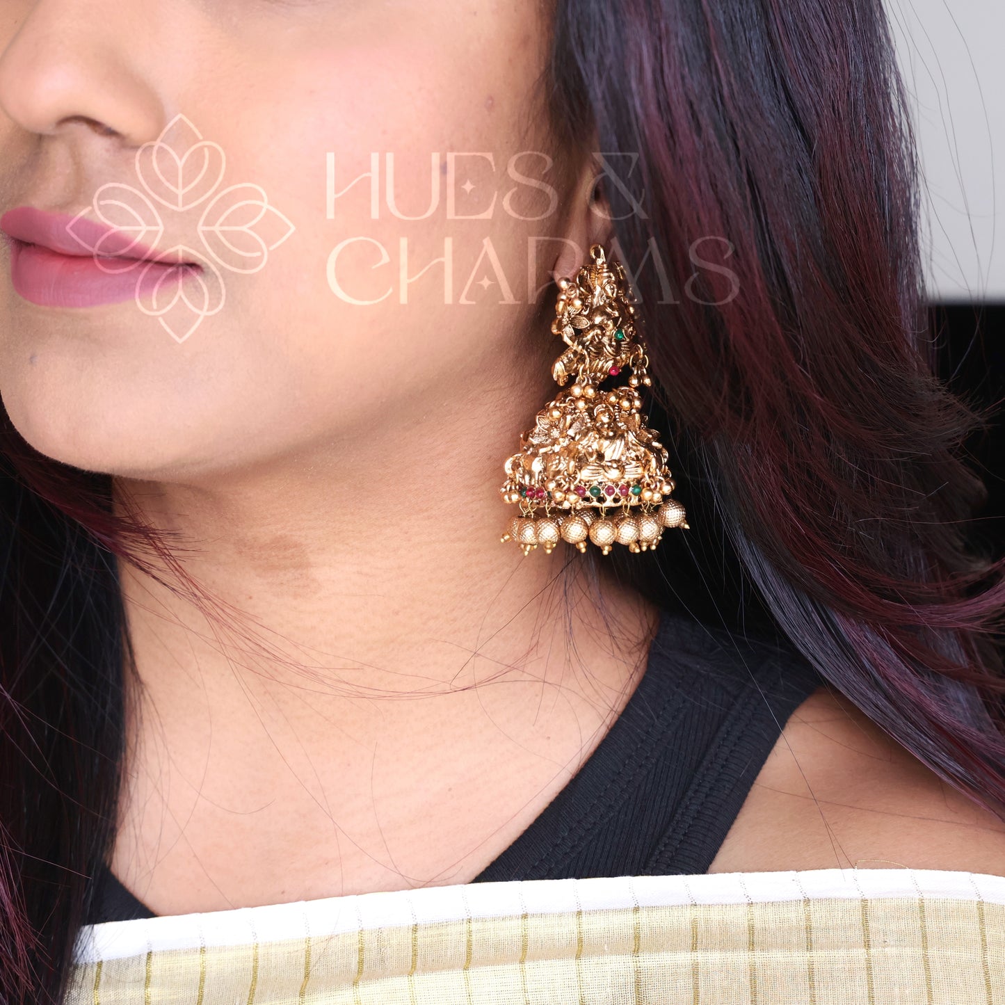 GOLDEN ROYAL LAKSHMI JHUMKA -BIG SIZE