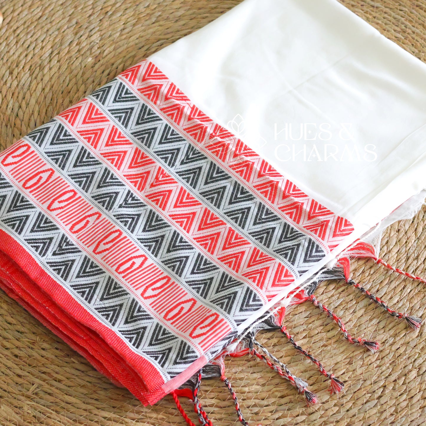 Beganpuri Cotton Saree-Red and Black