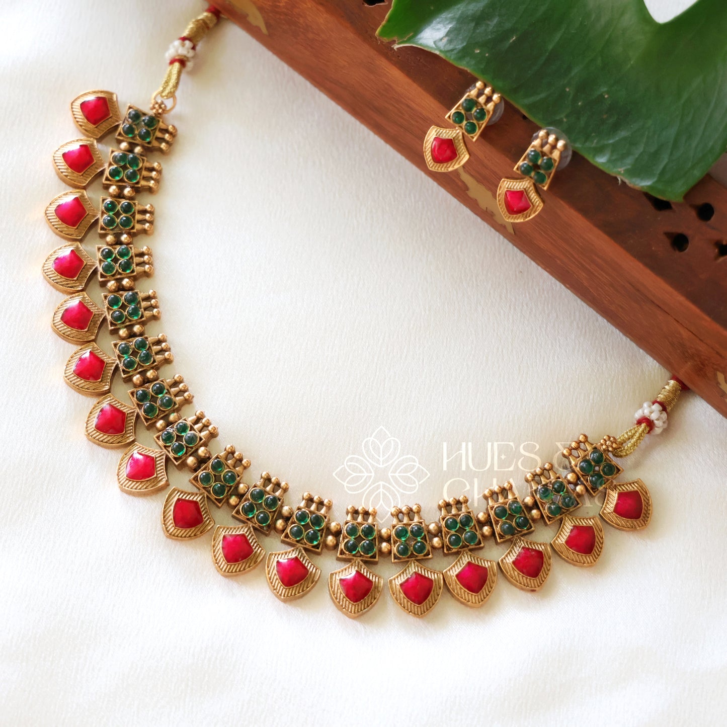 GOLDEN KANKA PALAKKA NECKLACE SET (COLOURS AVAILABLE)