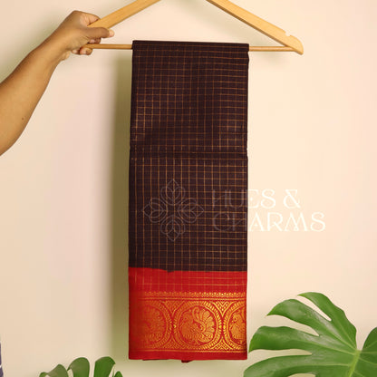 MADURAI SUNGUDI SAREE (Black and red)