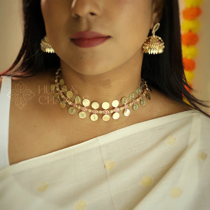 TRADITIONAL RATNA KAASU CHOKER NECKPIECE | PREMIUM GOLD PLATED (NON IDOL VERSION)