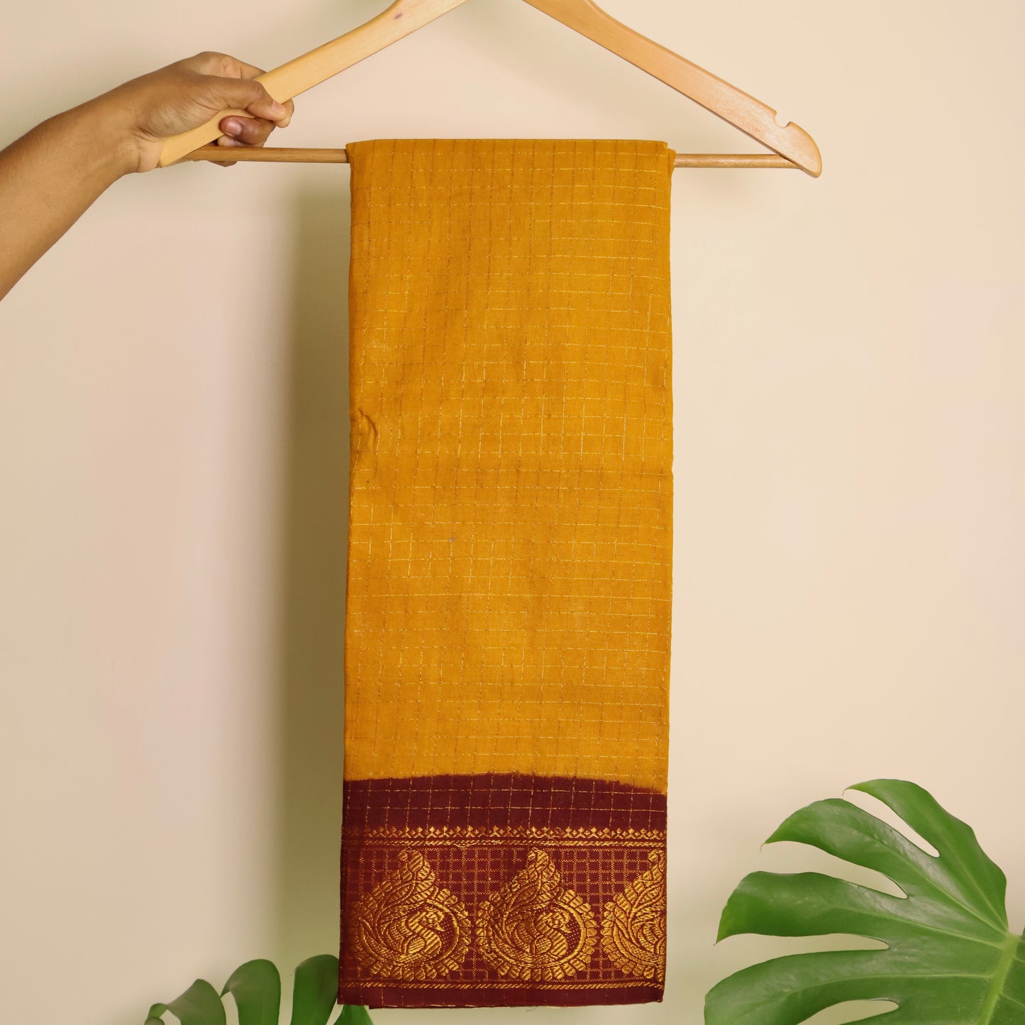 MADURAI SUNGUDI SAREE (Mustard yellow & maroon)