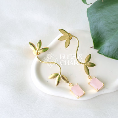 GOLDEN GLOSSY LEAFY GRACE EARRING (COLOURS AVAILABLE)