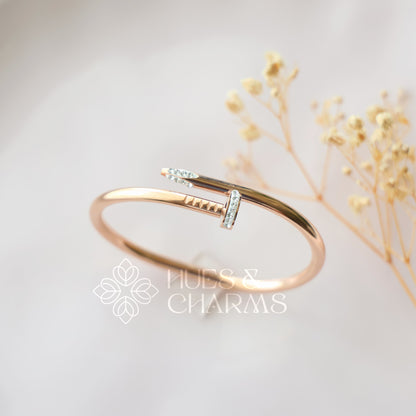 ROSE GOLD STONE STUDDED NAIL BANGLE