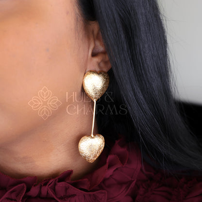 GOLDEN LUMIERE HEART STUD EARRINGS