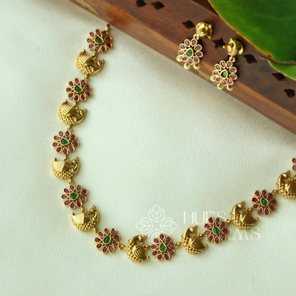 TRADITIONAL MAYURA PUSHPA NECKLACE SET | Premium jewellery