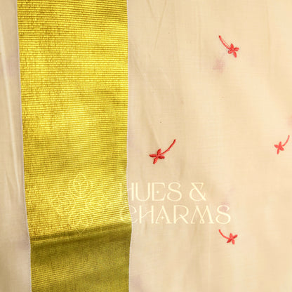 KERALA KASAVU HANDLOOM THECHIPOOVU SAREE