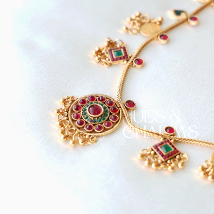STATEMENT PALAKKA AND KASHU COIN FUSION NECKLACE SET -V2