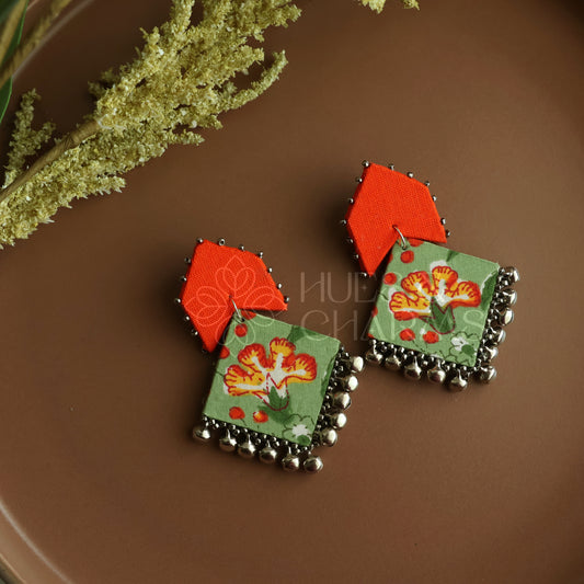 PANKHURI STATEMENT FABRIC EARRINGS (Colours available)