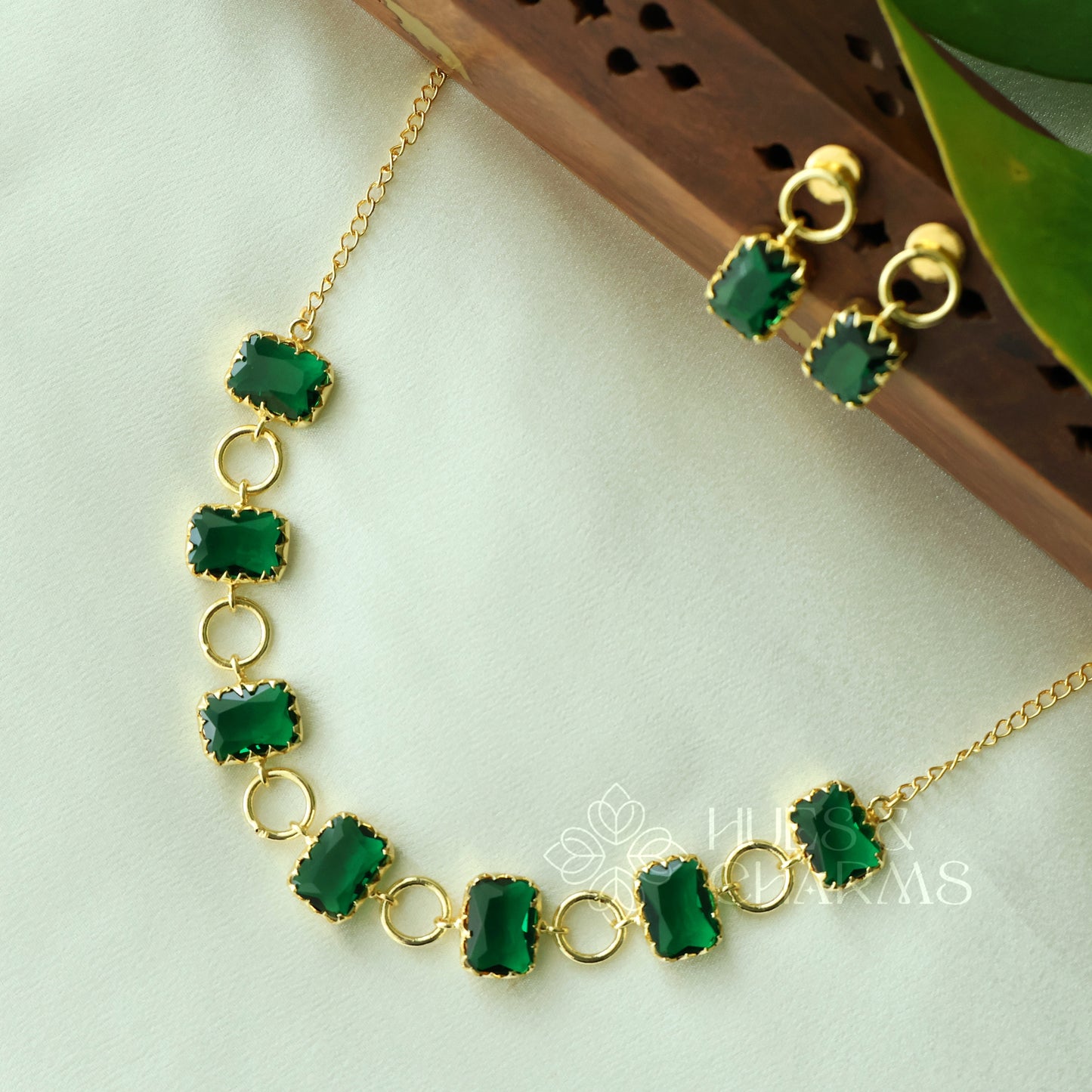 GLOSSY RECTANGLE LUMINA NECKLACE SET (COLOURS AVAILABLE)
