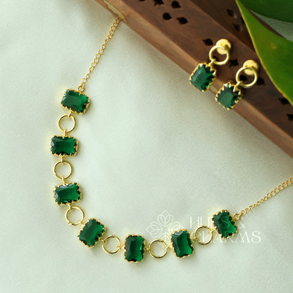 GLOSSY RECTANGLE LUMINA NECKLACE SET (COLOURS AVAILABLE)