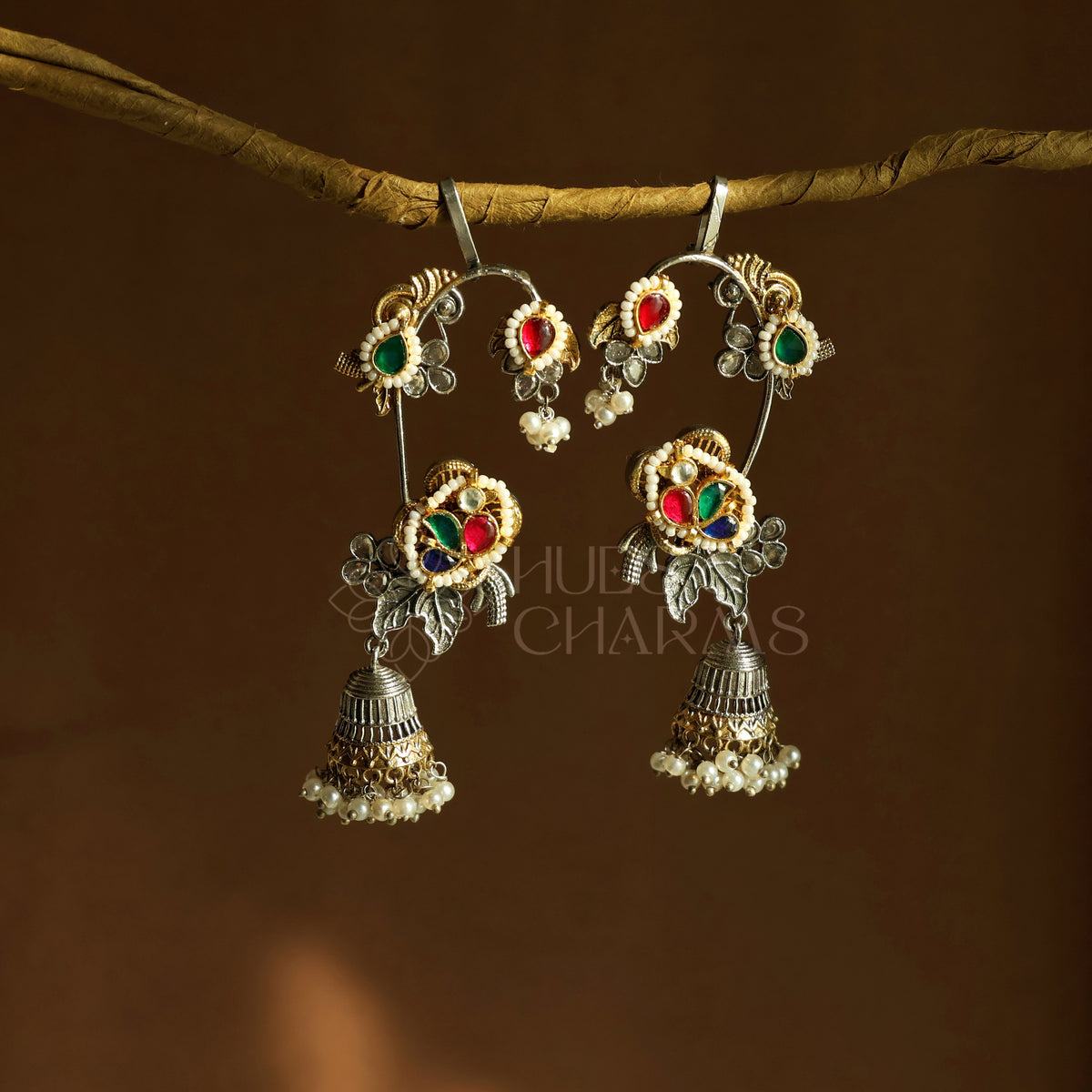 PHULWARI DUAL TONE EAR CUFF JHUMKAS