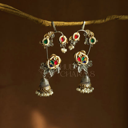 PHULWARI DUAL TONE EAR CUFF JHUMKAS