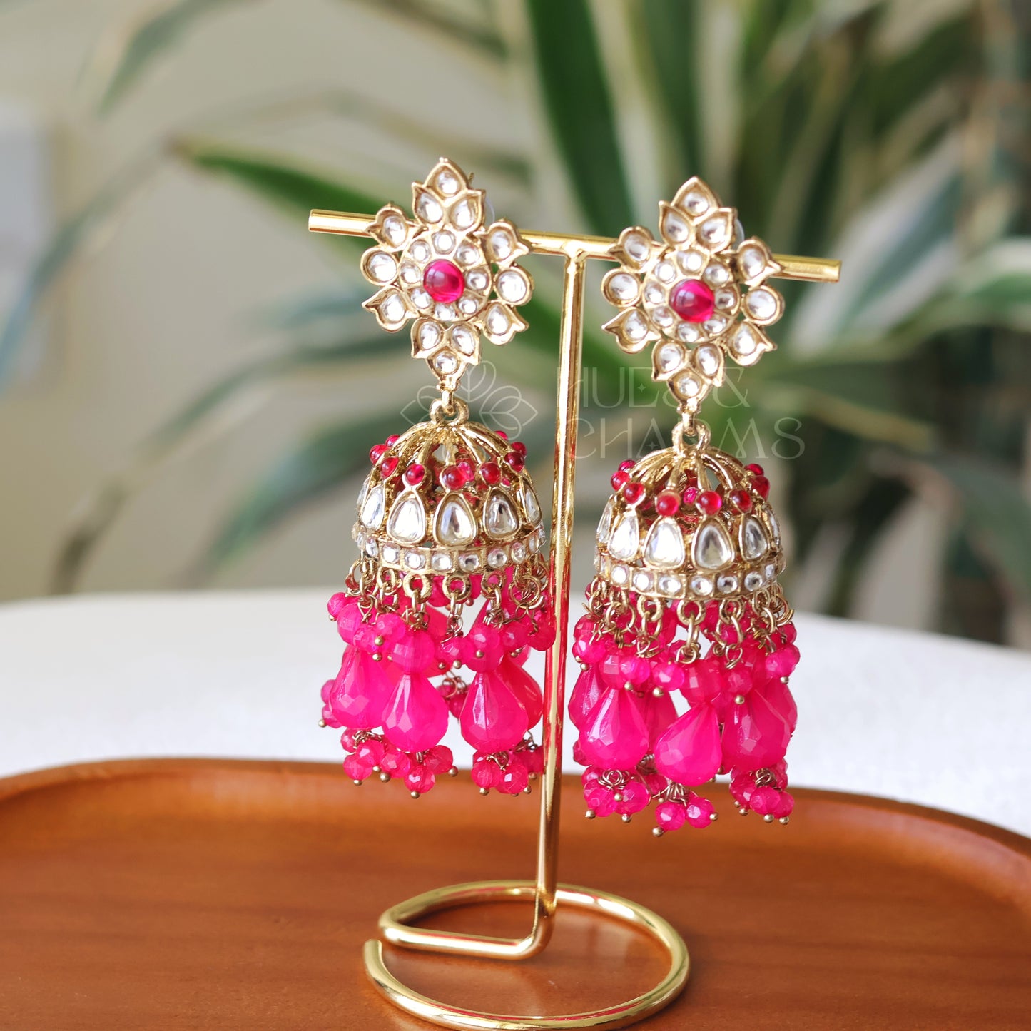 JHUMKA EARRINGS - PINK