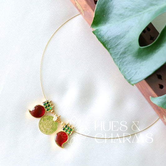 MANGO AND LAKSHMI COIN FLOATING NECKPIECE (COLOURS AVAILABLE)