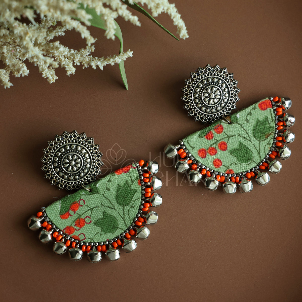 RANGOLI STATEMENT FABRIC EARRINGS (Colours available)