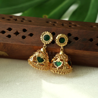 GOLDEN PALAKKA JHUMKAS |GOLD PLATED(Colours available)