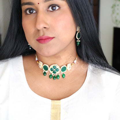 GOLDEN AAROHI STATEMENT CHOKER SET (COLOURS AVAILABLE)