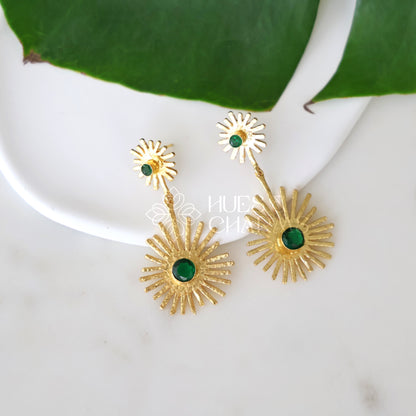 GOLDEN SUNBEAM DUO DROPS EARRINGS (COLOURS AVAILABLE)