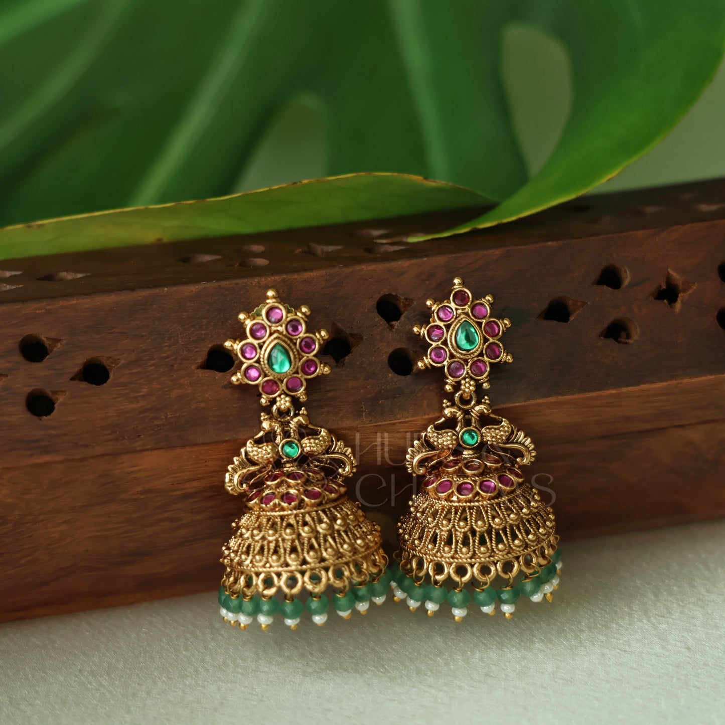 TRADITIONAL PADMALINI JHUMKA
 WITH BEADS