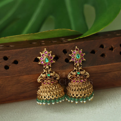 TRADITIONAL PADMALINI JHUMKA
 WITH BEADS