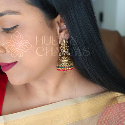 TRADITIONAL ANTQUE LAKSHMI RATNA MAYURE JHUMKA