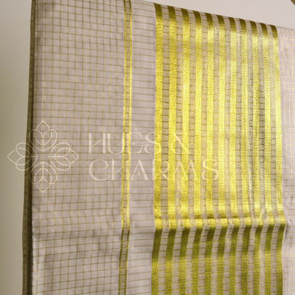 KERALA KASAVU HANDLOOM CHECKED SAREE