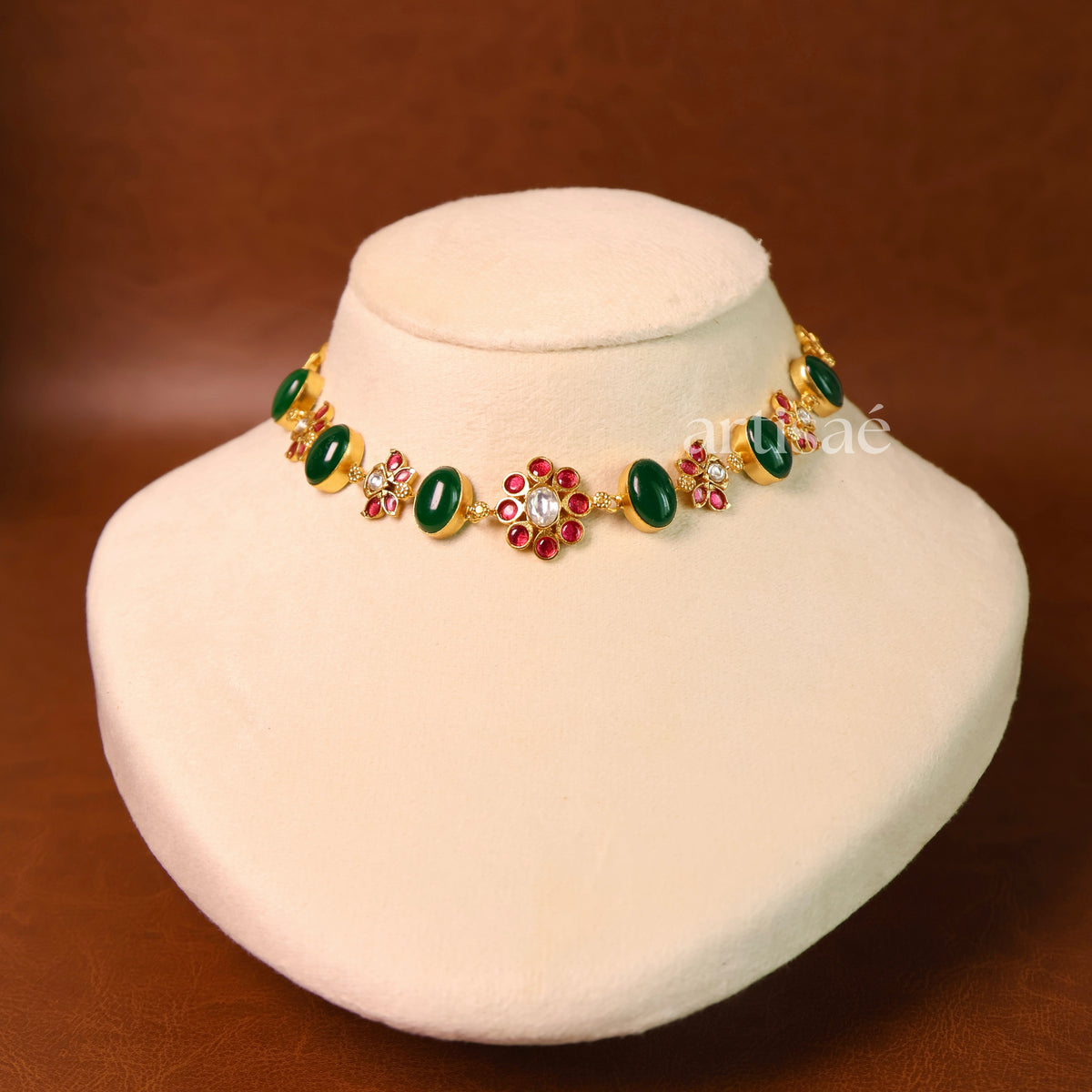 ÉLORA NATURAL STONE CHOKER SET - GREEN ONYX